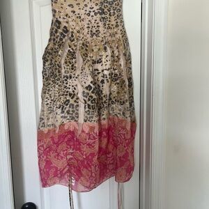 Lapis Tan Fit and Flare Knee-Length Skirt